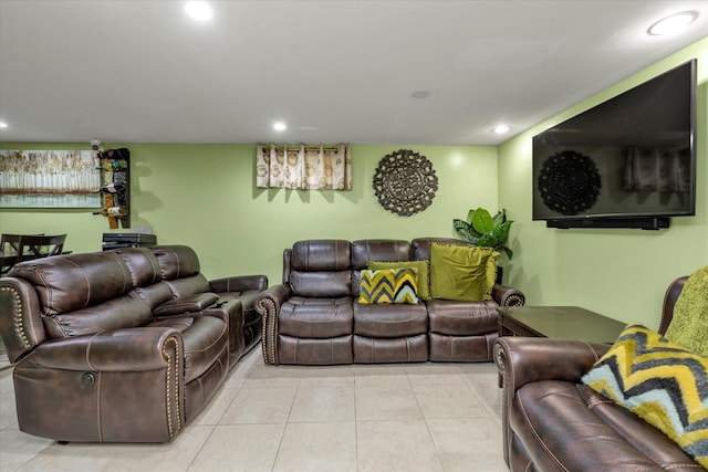 view of tiled living room