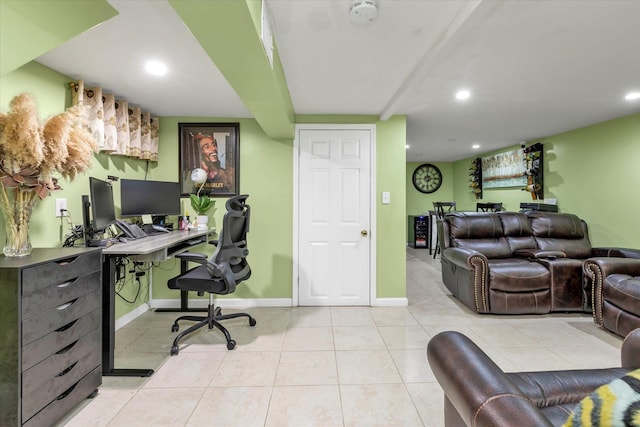 view of tiled office space