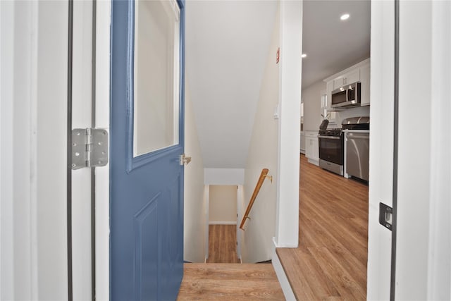 interior space with light hardwood / wood-style flooring