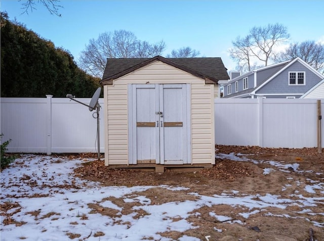 view of snow covered structure