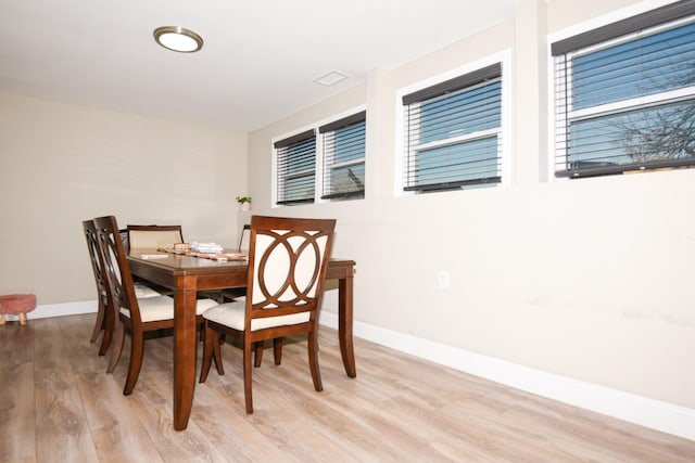 dining room with light hardwood / wood-style flooring