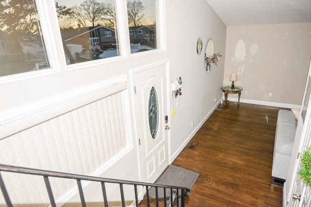 entrance foyer with dark wood-type flooring