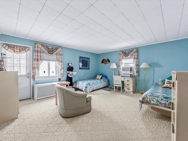80-51 Little Neck Pkwy, Glen Oaks, NY 11004 - carpeted bedroom with radiator, multiple windows, and cooling unit