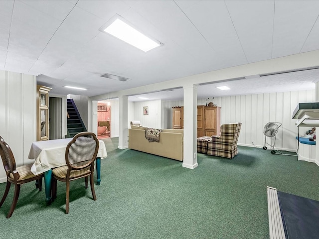 80-51 Little Neck Pkwy, Glen Oaks, NY 11004 - dining space with carpet floors, stairway, and baseboards