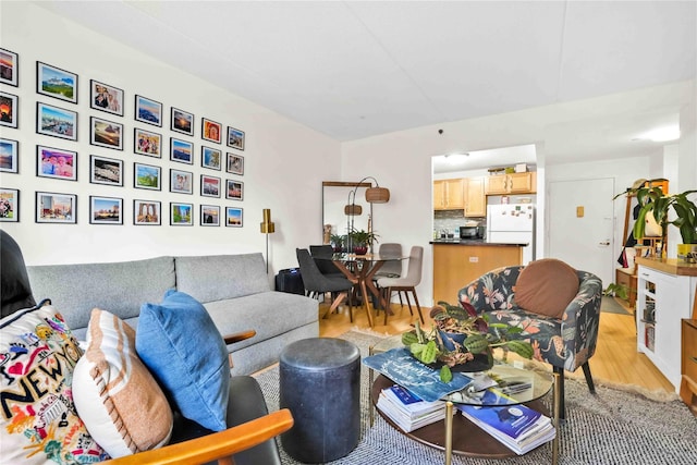 living room with light wood-type flooring