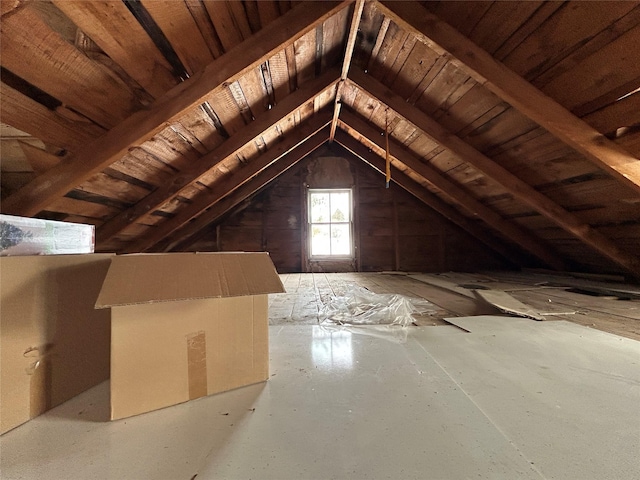 view of unfinished attic