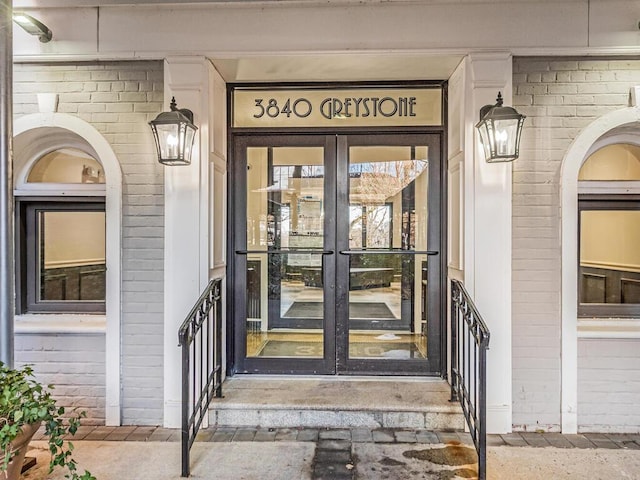 doorway to property featuring french doors