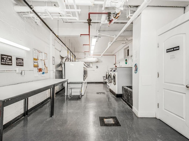 garage with washer and dryer