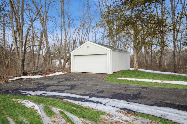 view of snow covered garage