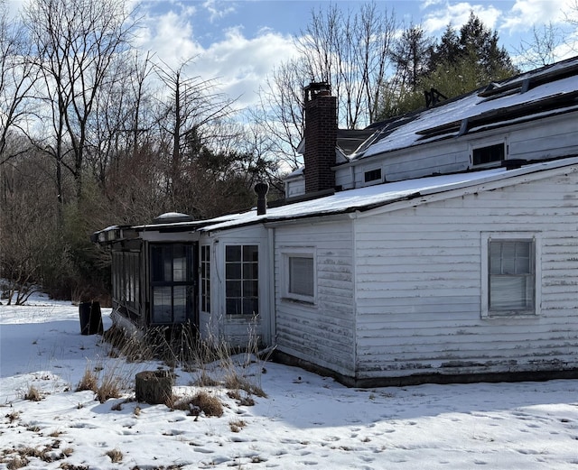 view of snow covered exterior