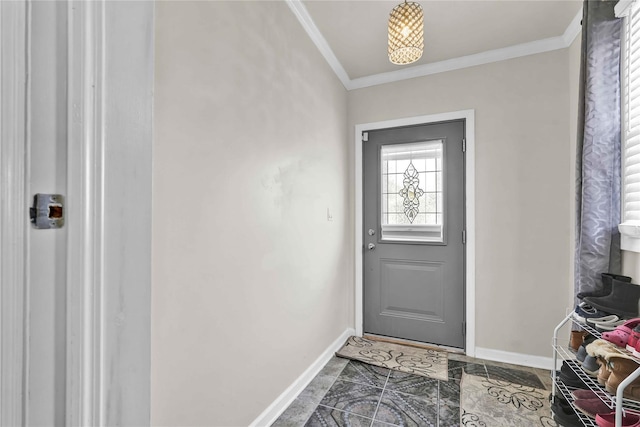 entrance foyer featuring ornamental molding