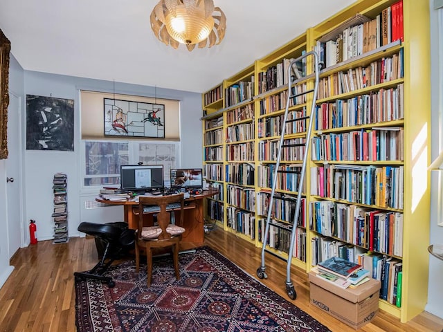 home office featuring hardwood / wood-style flooring