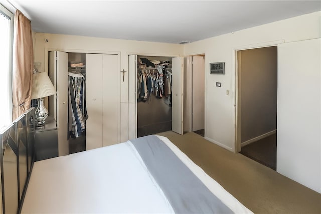 bedroom with multiple closets