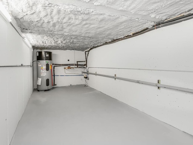 basement with water heater