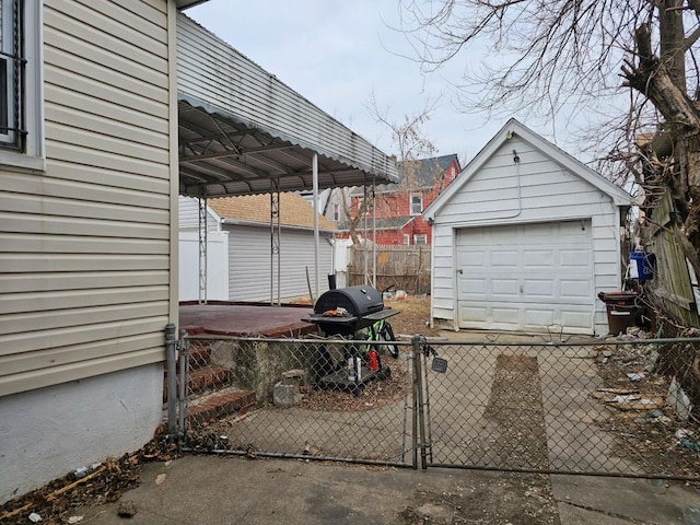 garage with a carport