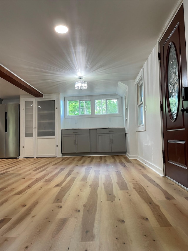 interior space with light hardwood / wood-style flooring