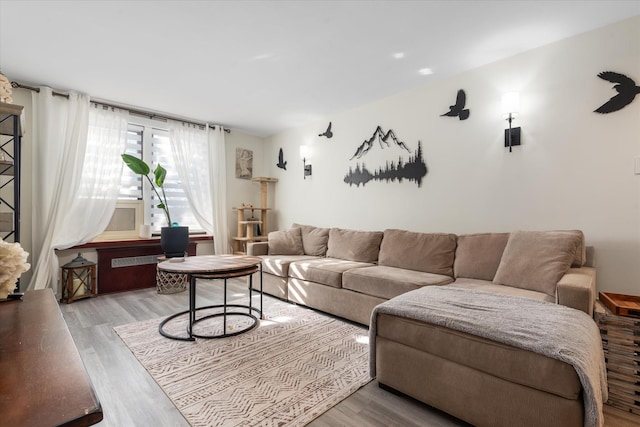 living room featuring light wood-type flooring