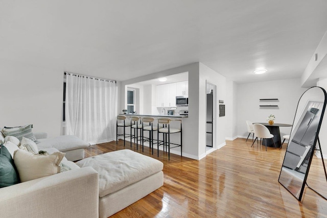 living room with light hardwood / wood-style floors