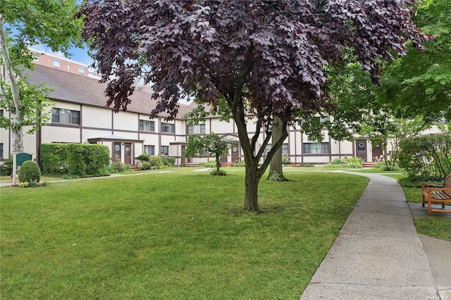 view of home's community with a yard