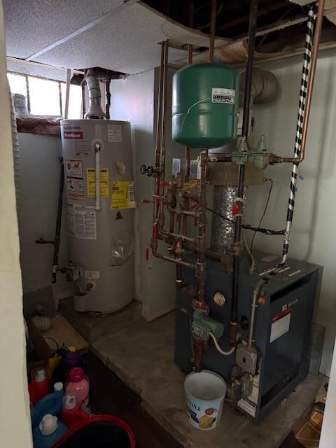 utility room featuring water heater