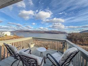 wooden terrace with a water view