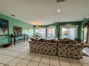 view of tiled living room