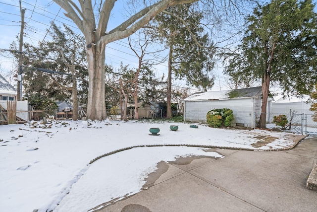 view of yard covered in snow