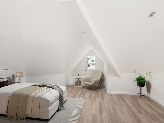 65 W 2nd St Unit 7, Mount Vernon, NY 10550 - bedroom with baseboards, vaulted ceiling, and light wood-style floors