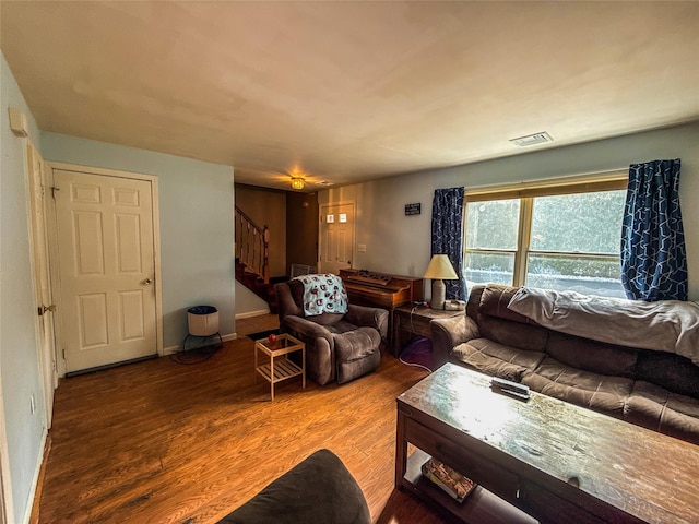 living room featuring hardwood / wood-style floors