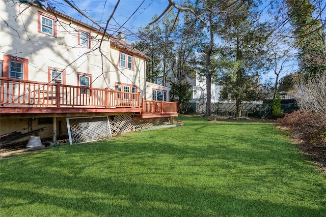 view of yard featuring a deck