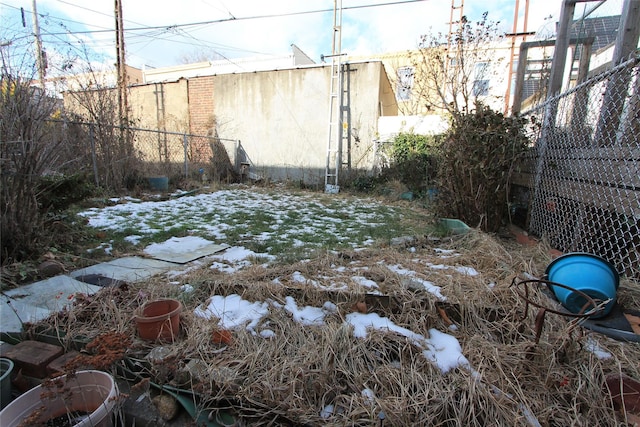 view of yard covered in snow