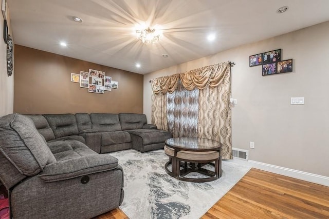 living room featuring wood-type flooring