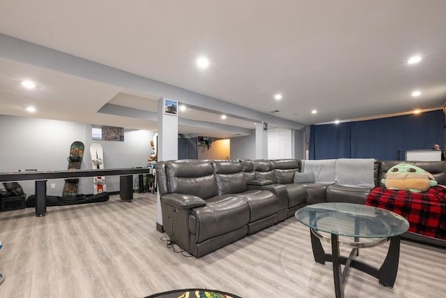 living room with light wood-type flooring