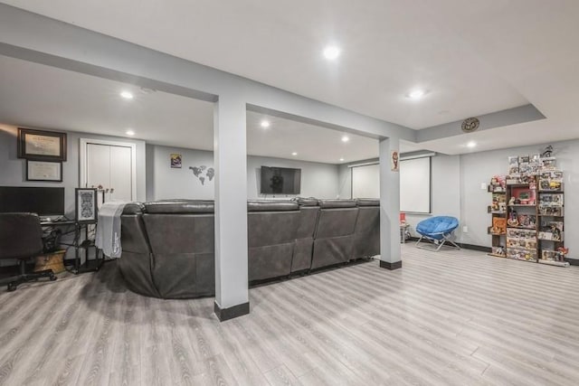 living room featuring light hardwood / wood-style flooring