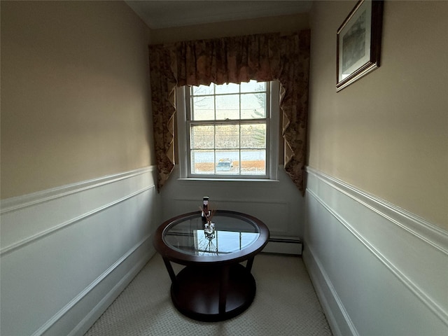 sitting room with baseboard heating