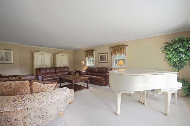 1 Lake Dr, Middle Island, NY 11953 - living room with light carpet and ornamental molding