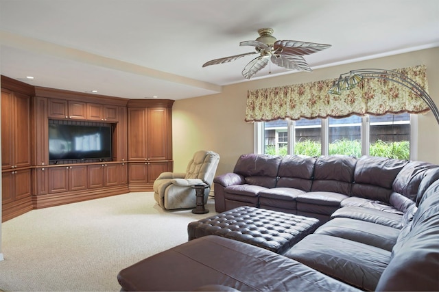 1 Lake Dr, Middle Island, NY 11953 - carpeted living room with a ceiling fan and recessed lighting