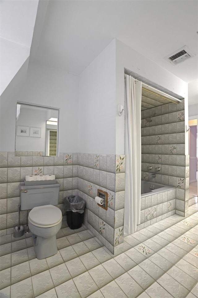 1 Lake Dr, Middle Island, NY 11953 - full bath with tile patterned floors, tiled shower / bath combo, and tile walls