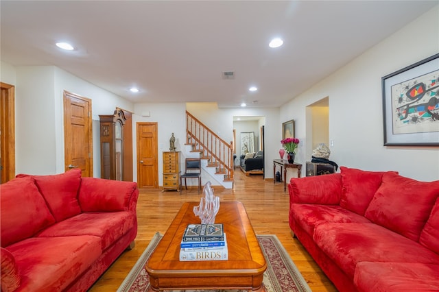 living room with hardwood / wood-style flooring