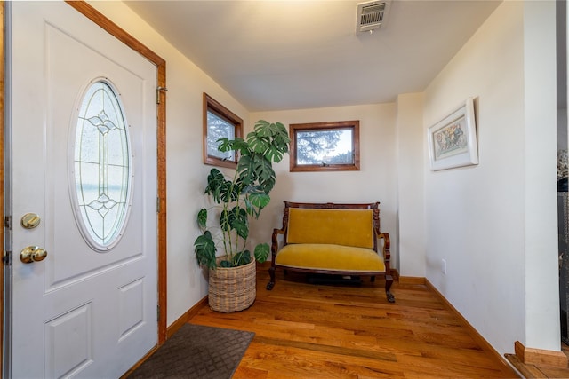 entryway with hardwood / wood-style floors