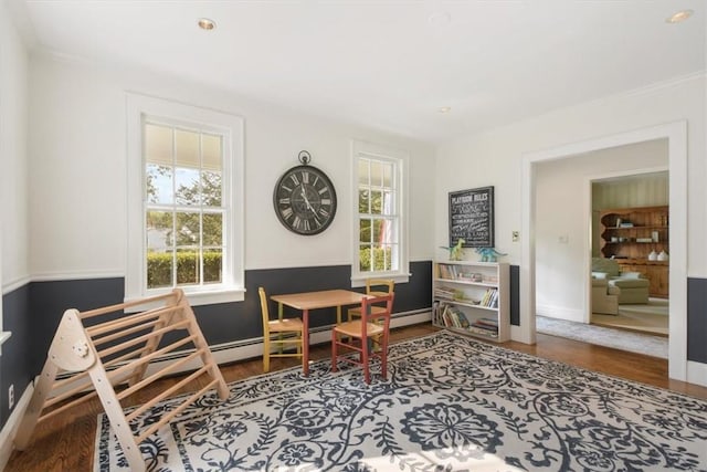 sitting room featuring a healthy amount of sunlight and hardwood / wood-style floors