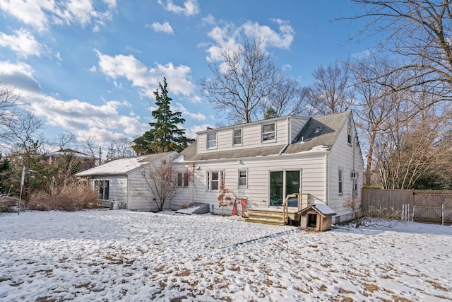 view of snow covered property