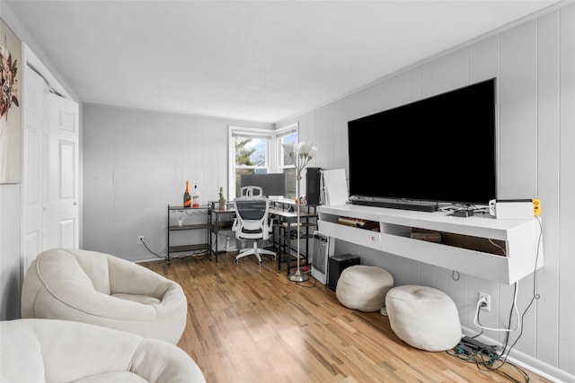 living area with wood finished floors