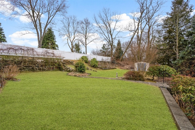 view of yard featuring fence