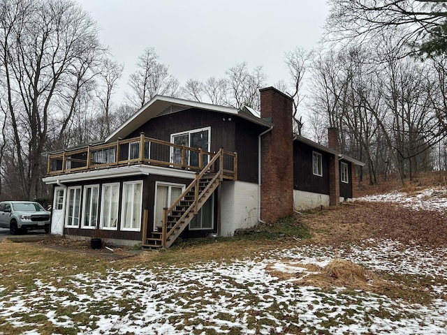 view of snow covered exterior