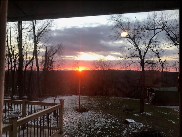 view of yard at dusk