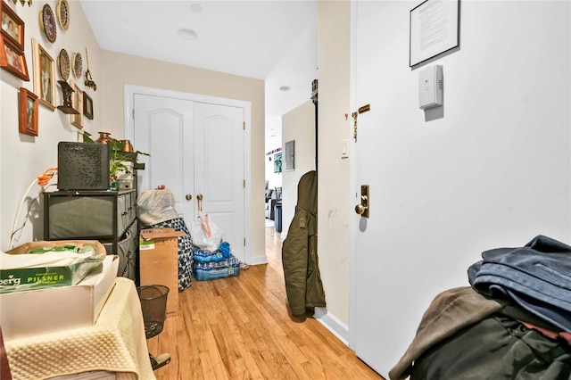 entrance foyer with light hardwood / wood-style flooring