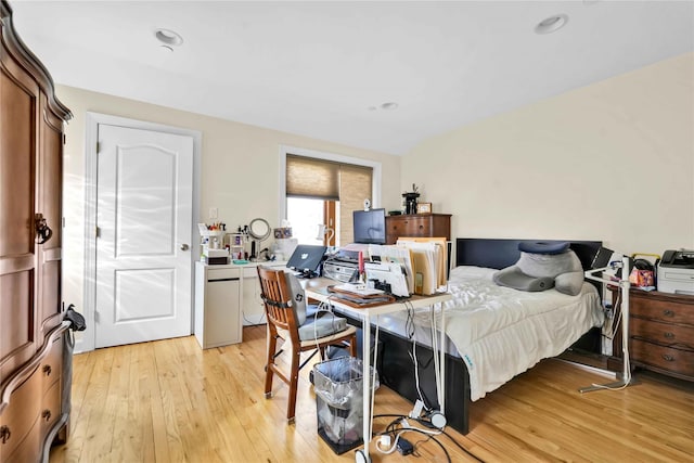 bedroom with light hardwood / wood-style floors