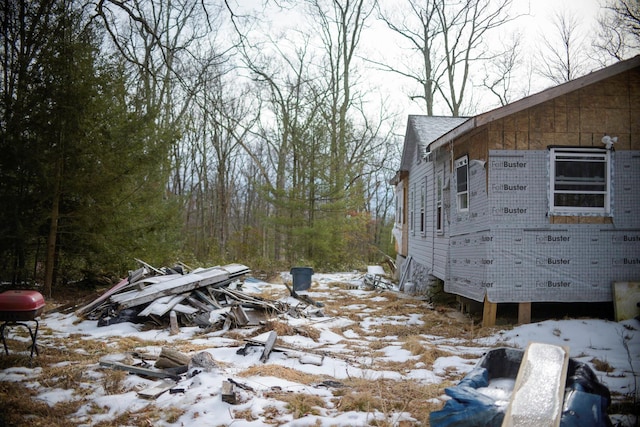 view of snowy exterior