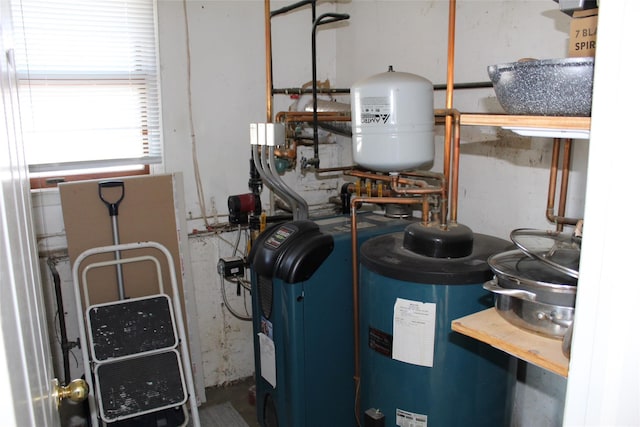 utility room featuring water heater